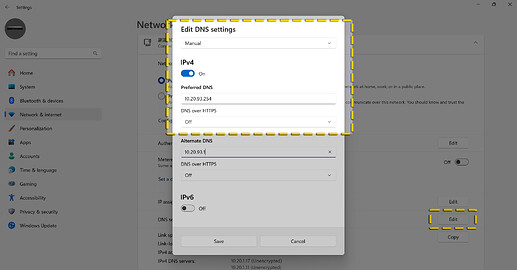 Ubah DNS IP di Windows 11 ke 10.20.93.254 (#ganti dengan IP Pi-hole yang Anda atur)