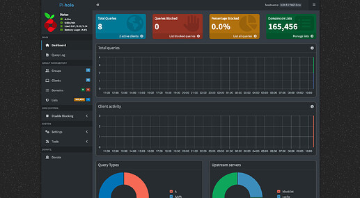 Tampilan Dashboard setelah login Pi-hole