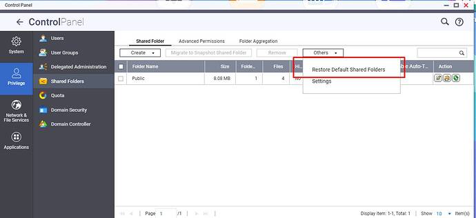 Restore shared folder 1