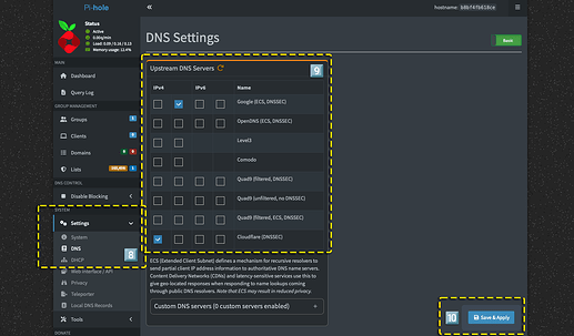 Atur DNS upstream server untuk Pi-hole