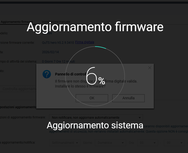 firmware update non validata